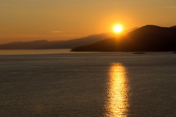 Amazing sunset in city of Kavala, East Macedonia and Thrace, Greece