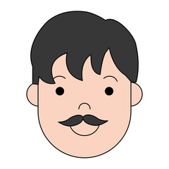 cartoon man with mustache icon over white background colorful design vector illustration
