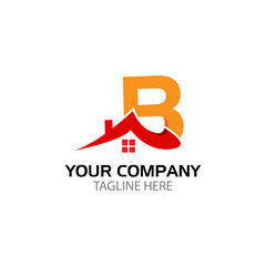 initial logo B with house icon, illustration in vector format