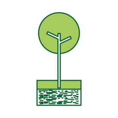 tree with river and grass natural foliage park plant vector illustration