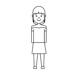 cartoon woman wearing casual clothes icon over white background vector illustration