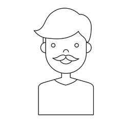 cartoon man with mustache icon over white background vector illustration