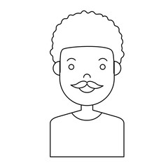 cartoon man with mustache icon over white background vector illustration