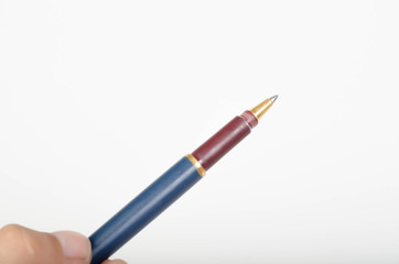 Handwriting with pen isolated on white background