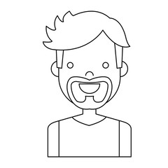 cartoon man with beard icon over white background vector illustration
