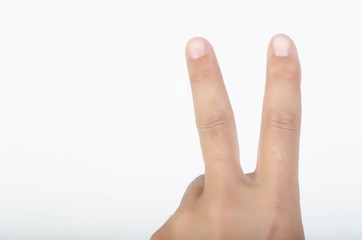 Close up of woman hand isolated.