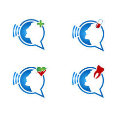 Chat icon with person. Talk about health