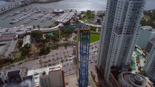 Downtown Miami Maxim crane damaged from Hurricane Irma aerial video
