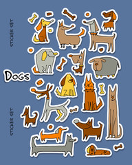Obraz premium Funny dogs, stickers collection for your design