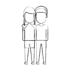 happy couple of woman and man icon over white background vector illustration