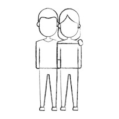 happy couple of woman and man icon over white background vector illustration