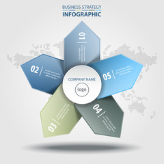 Fototapeta premium 5 options Business Infographics strategy tags design elements template blue color tone