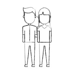 happy couple of woman and man icon over white background vector illustration