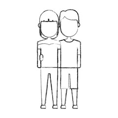happy couple of woman and man icon over white background vector illustration
