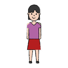 cartoon woman wearing casual clothes icon over white background colorful design vector illustration