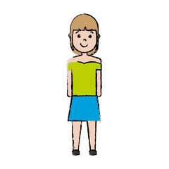 cartoon woman wearing casual clothes icon over white background colorful design vector illustration