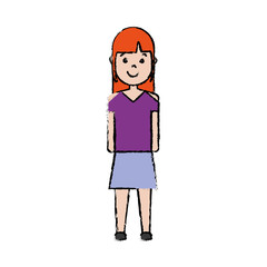 cartoon woman wearing casual clothes icon over white background colorful design vector illustration