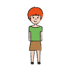 cartoon woman wearing casual clothes icon over white background colorful design vector illustration