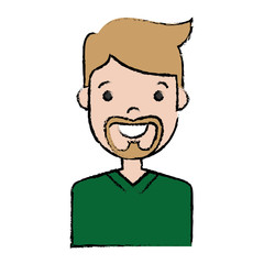cartoon man with beard icon over white background colorful design vector illustration