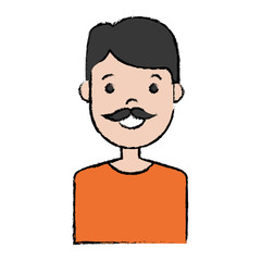 cartoon man with mustache icon over white background colorful design vector illustration
