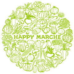 マルシェ　野菜をつめこんだ円