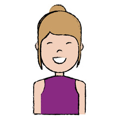 cartoon woman smiling icon over white background colorful design vector illustration