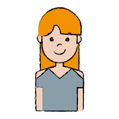 cartoon woman smiling icon over white background colorful design vector illustration