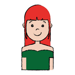cartoon woman smiling icon over white background colorful design vector illustration