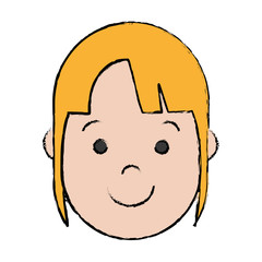 cartoon woman face smiling icon over white background colorful design vector illustration