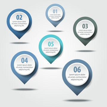 Business Infographics design elements message drop pin points