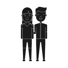 happy couple of woman and man icon over white background vector illustration
