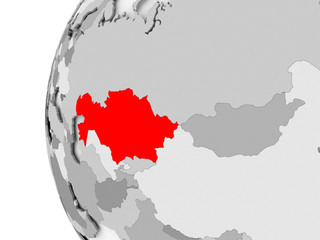 Kazakhstan on grey globe