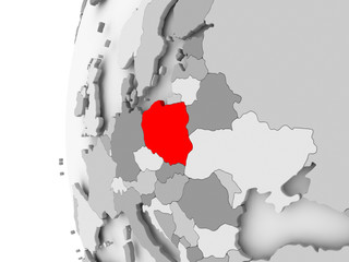 Poland on grey globe