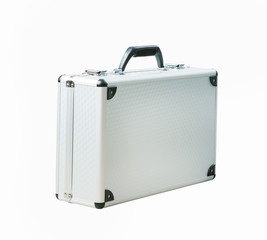 metal briefcase isolated white background