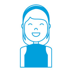 cartoon woman smiling icon over white background colorful design vector illustration