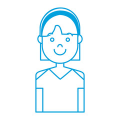 cartoon woman smiling icon over white background colorful design vector illustration