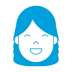 cartoon woman face smiling icon over white background colorful design vector illustration
