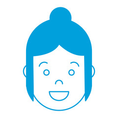 cartoon woman face smiling icon over white background colorful design vector illustration