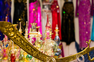arab glass perfume bottles at the shop