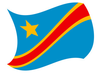 dr congo flag moved by the wind
