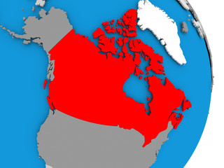 Canada on globe