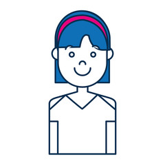 cartoon woman smiling icon over white background colorful design vector illustration