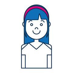 cartoon woman smiling icon over white background colorful design vector illustration