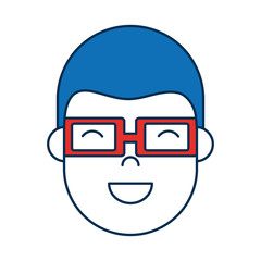 man with glasses icon over white background colorful design vector illustration