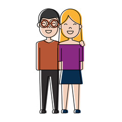 happy couple of woman and man icon over white background colorful design vector illustration