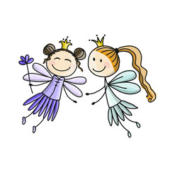 Cute little fairies, sketch for your design
