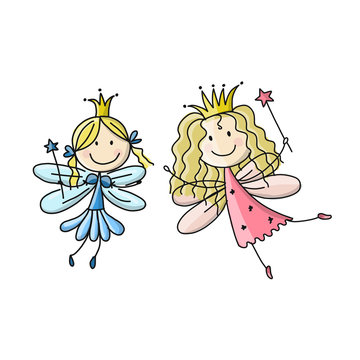 Cute little fairies, sketch for your design