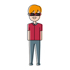 man with glasses icon over white background colorful design vector illustration