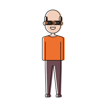 man with glasses icon over white background colorful design vector illustration