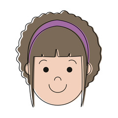 cartoon woman face smiling icon over white background colorful design vector illustration